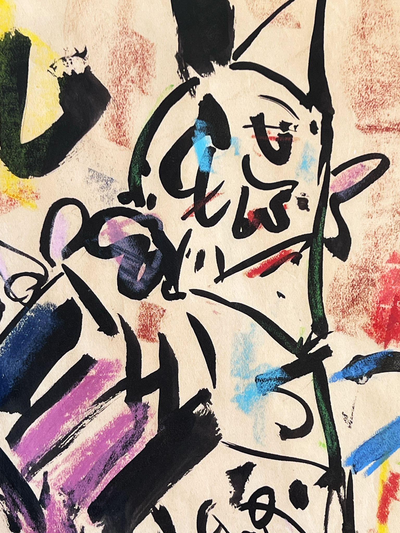 Accordion-playing clown (Beige), Abstract Drawing, von GEN PAUL