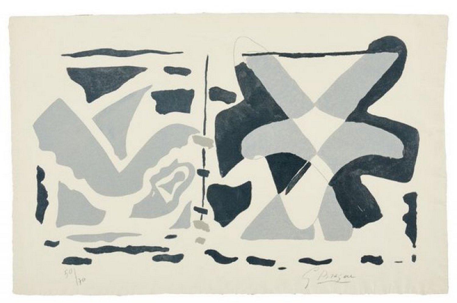 George Braque Abstract Print - Fenêtre II : oiseau gris 