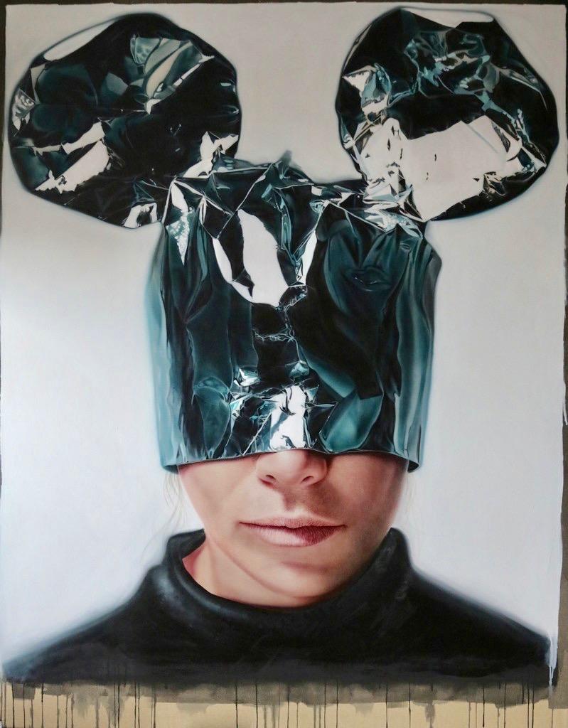 David Uessem Figurative Painting - Minnie Mask I, 21st Century, Modern, Figurative Oil on canvas