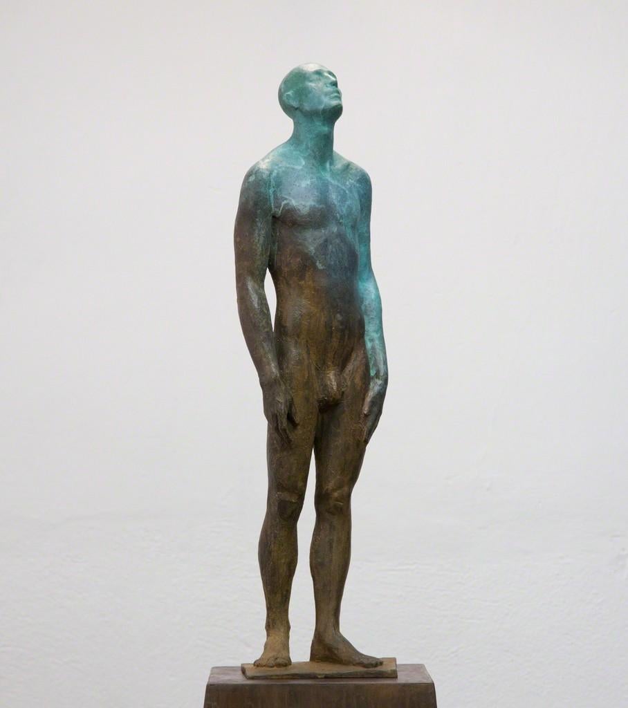 Man in the Rain - Modern, 21st Century, Bronze, Figurative Sculpture For Sale 1