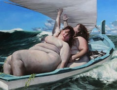 Das Boot ist voll,  21st Century, Modern, Figurative oil on canvas