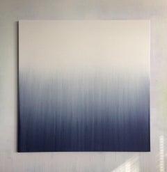 Coulée de blanc sur carré bleu, 21st century, abstract