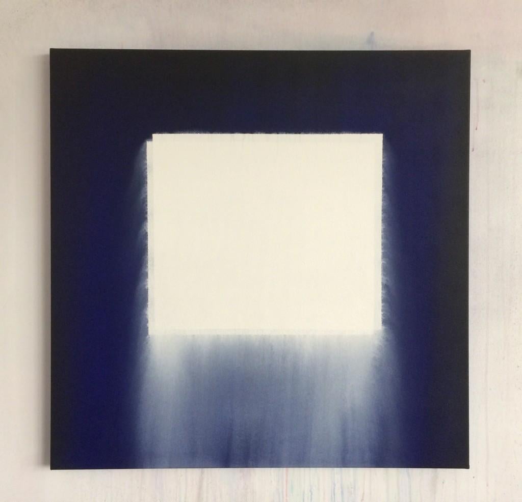 Guillaume Colussi Abstract Painting – Tremblements, 21. Jahrhundert, modern, abstrakt, weiß, blau
