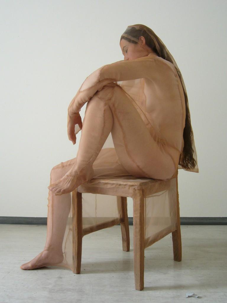 Ausstieg, sculpture, modern, 21st century, Transparent cloth - Sculpture by Sheila Furlan