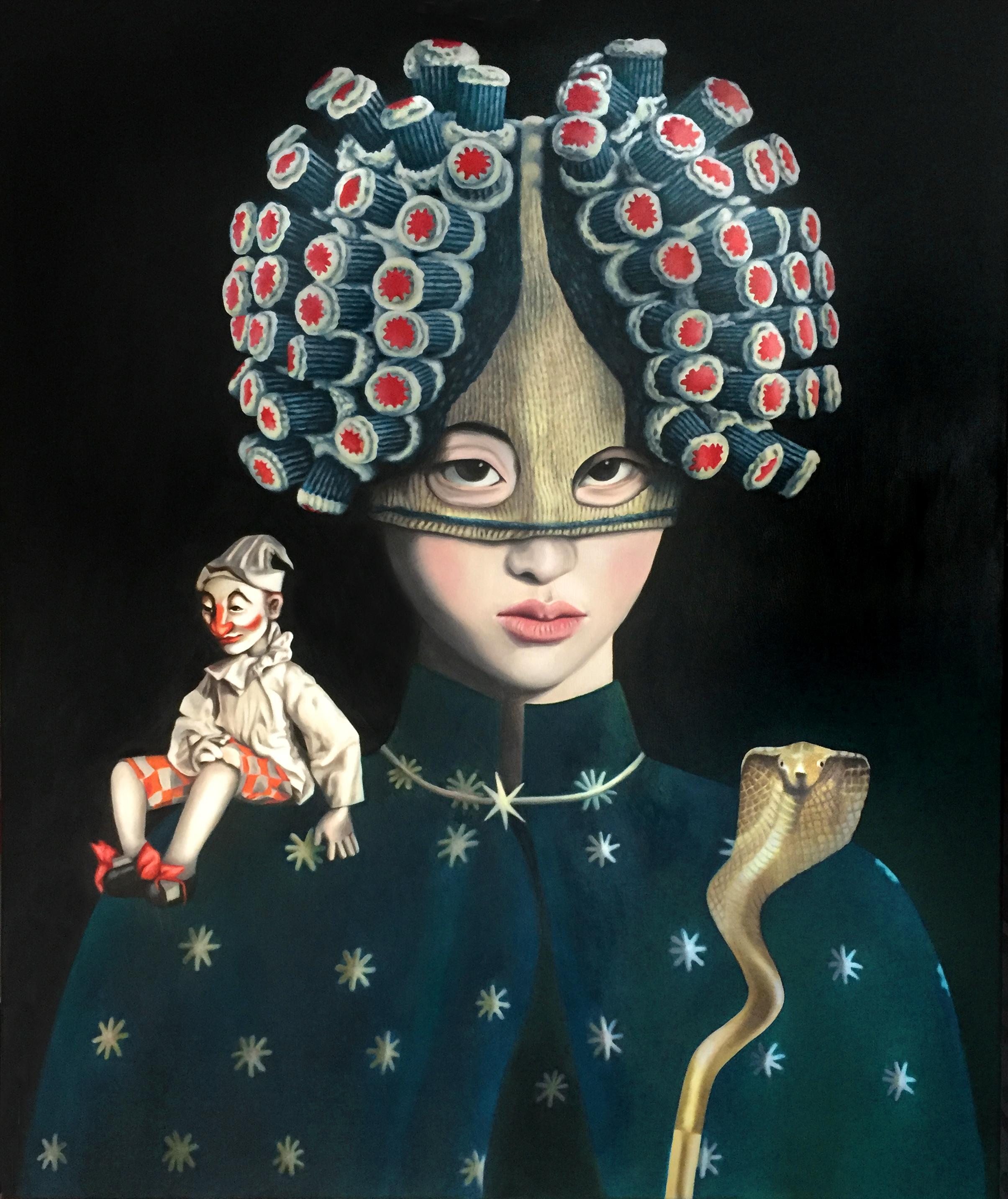 Tanja Hirschfeld Portrait Painting - Medusa Witch, , 21st century, modern,  portrait, japanese, 