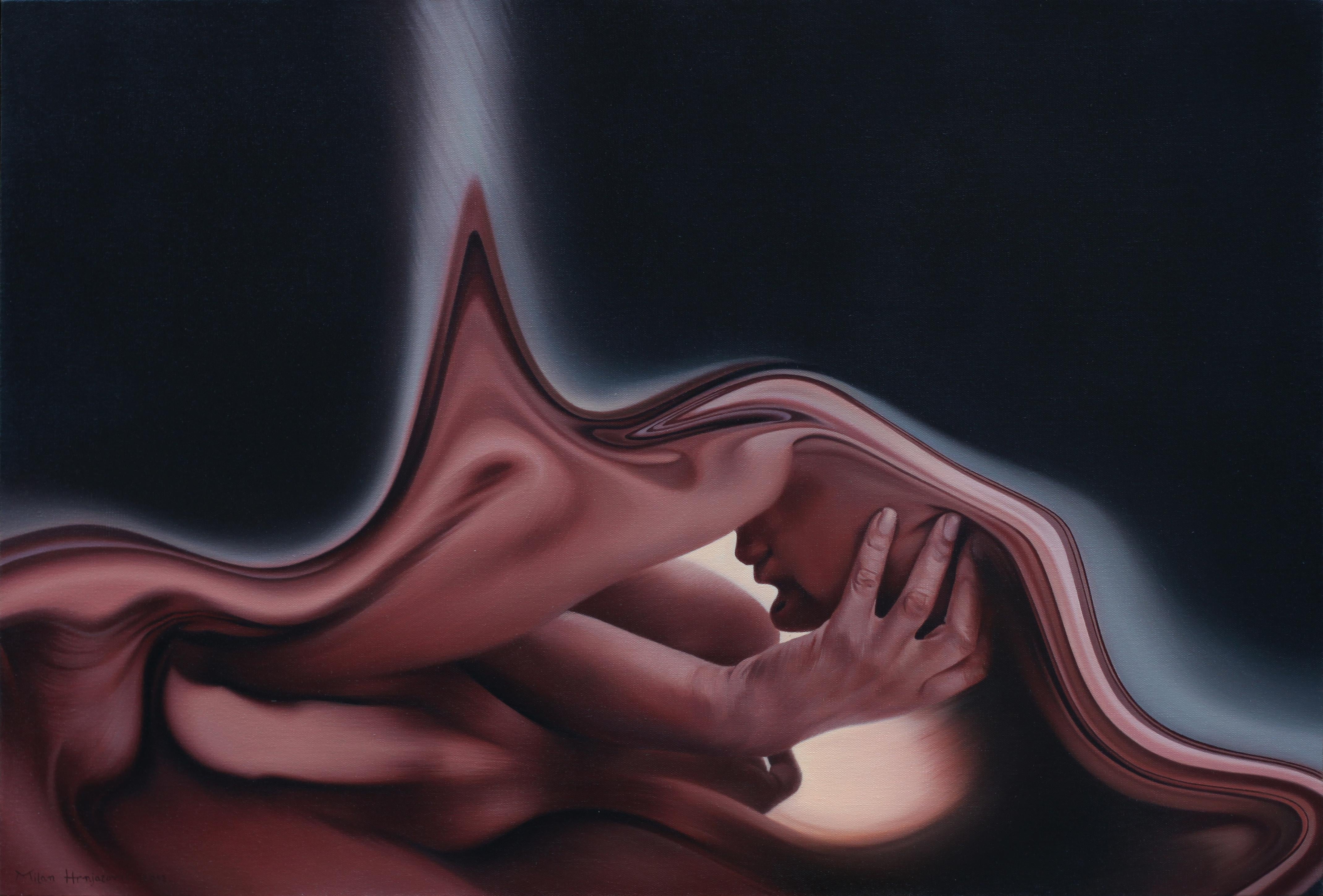 Milan Hrnjazovic Nude Painting - Night, 21st century, modern, nude, surrealism, couple