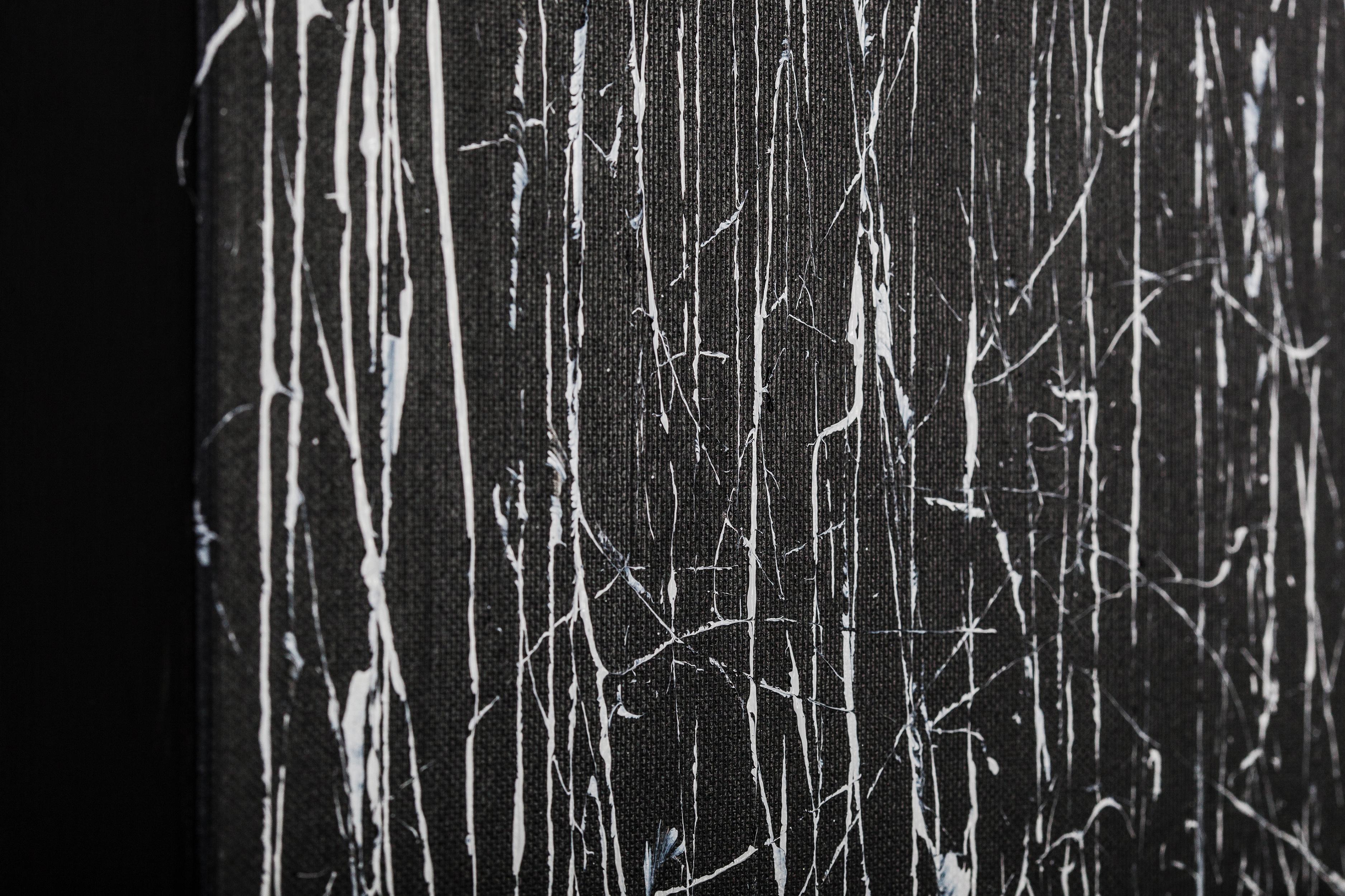 Lines II, 21st century, modern abstract, black and white - Painting by Katharina Lehmann