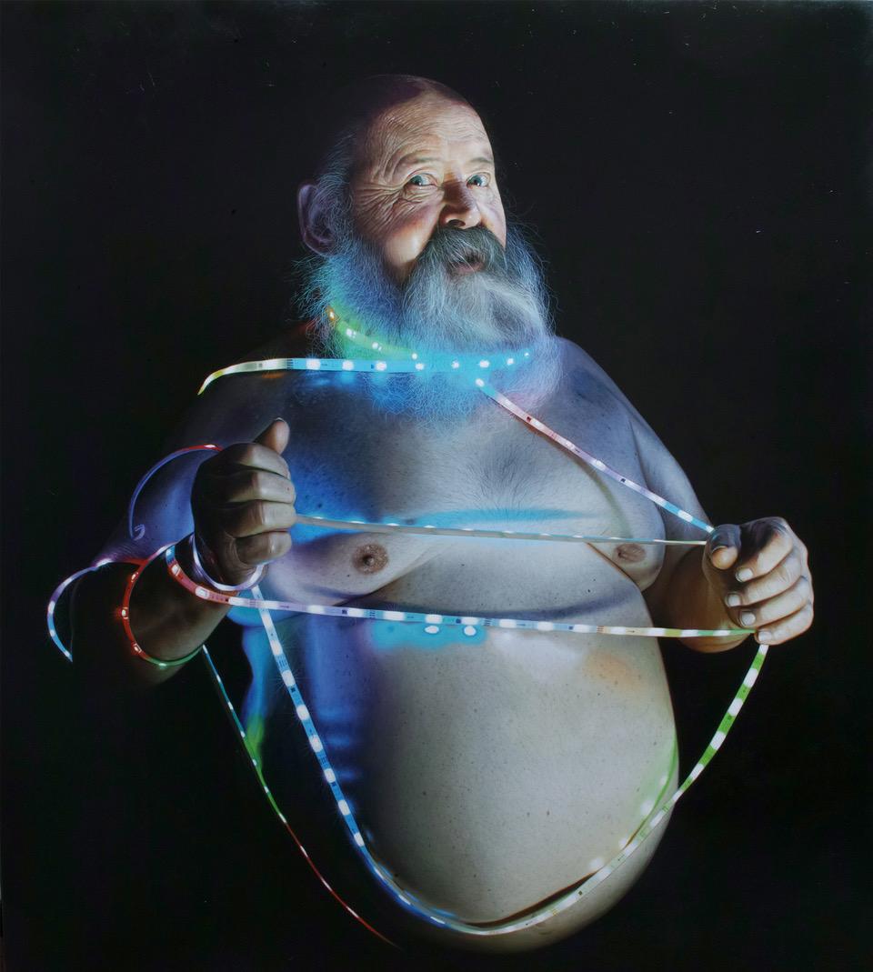 Jorge Villalba Figurative Painting - Laoconte Painting, 21st century, modern, portrait, man, beard, lights