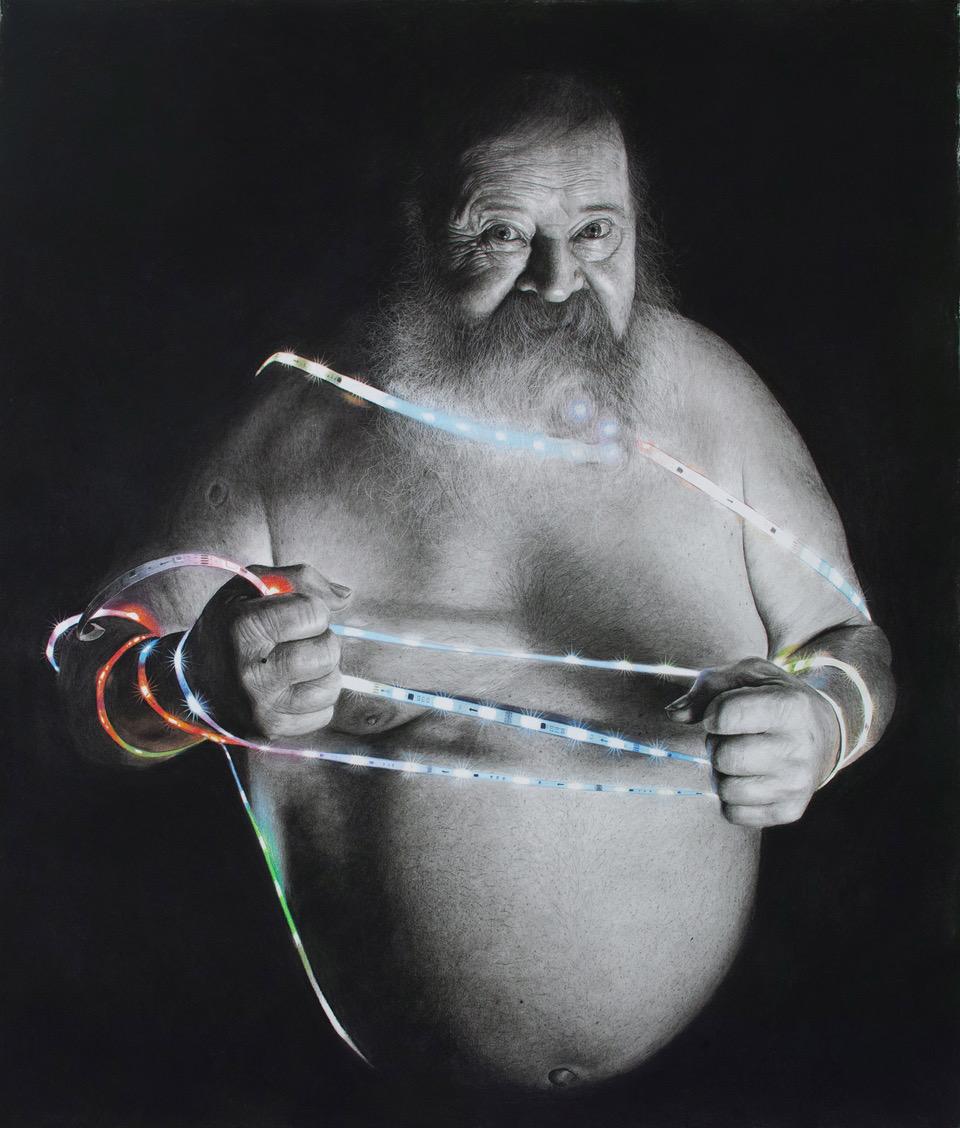 Jorge Villalba Portrait - Laoconte Drawing , 21st century, modern, portrait, man, beard, lights
