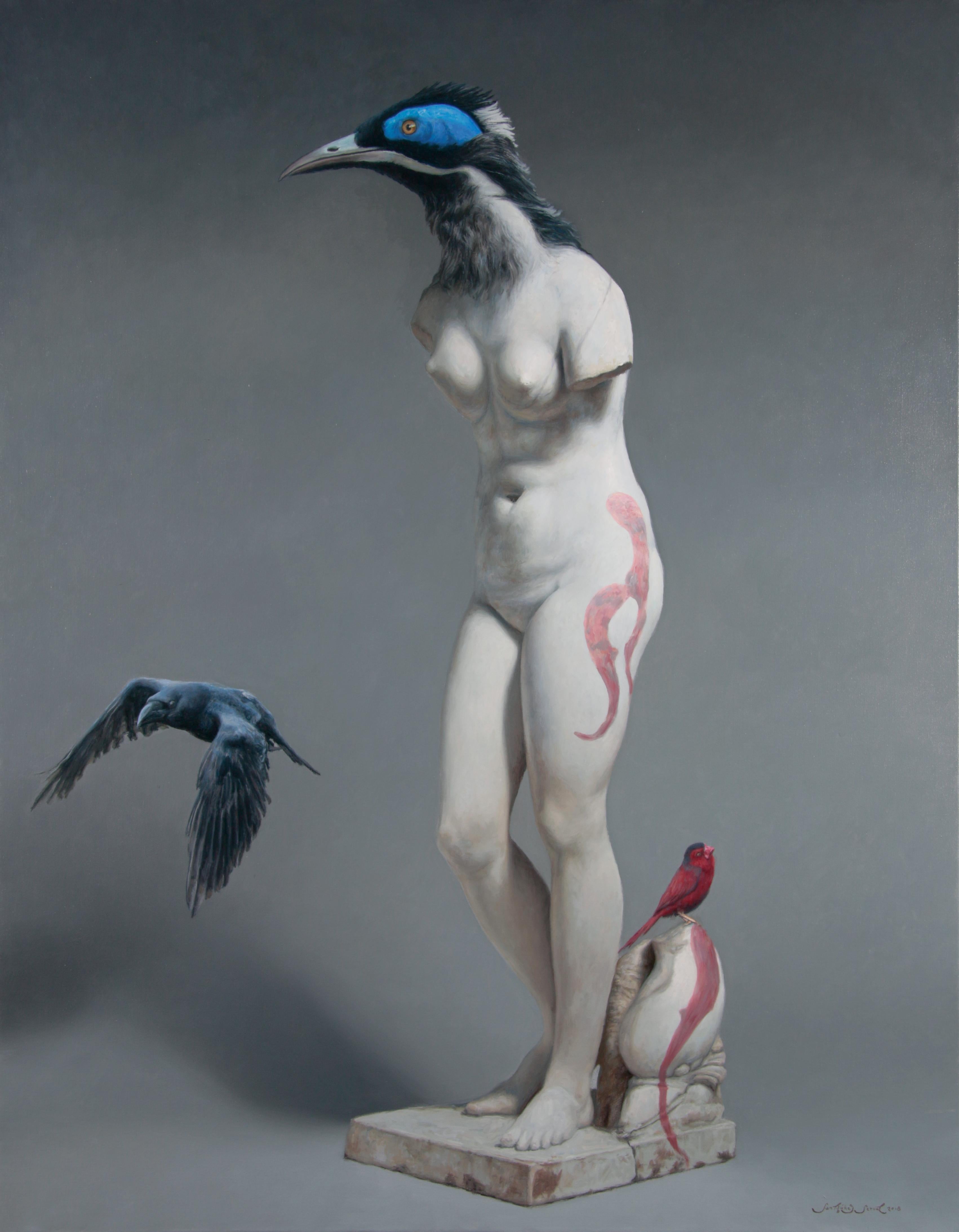Pablo Santibanez Servat Nude Painting - CROW, 21st century, modern, nude, elegance, women, bird