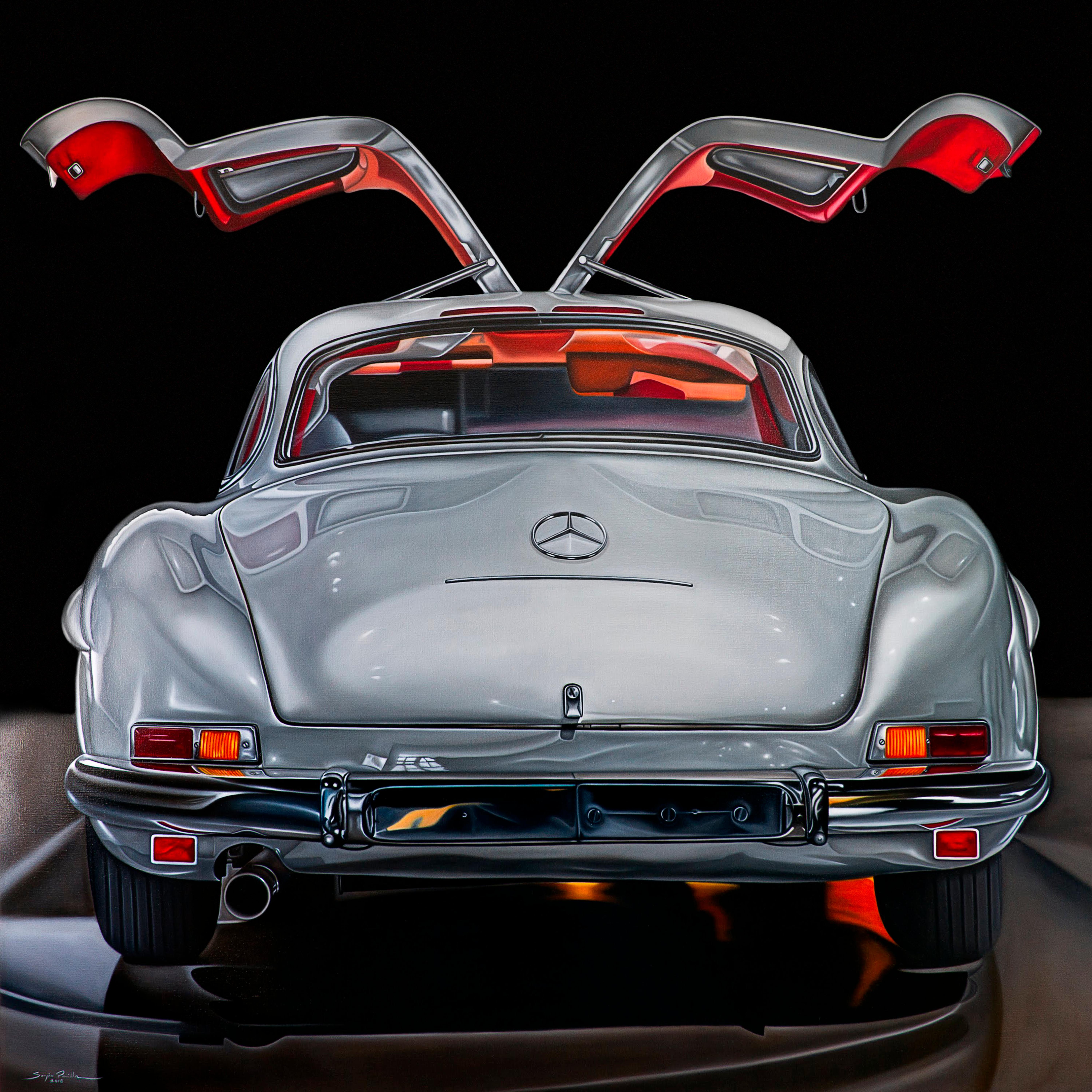 Sergio Padilla Figurative Painting - Gaviota , 21st century, modern, hyperrealism, speed, oldtimer, vintage cars