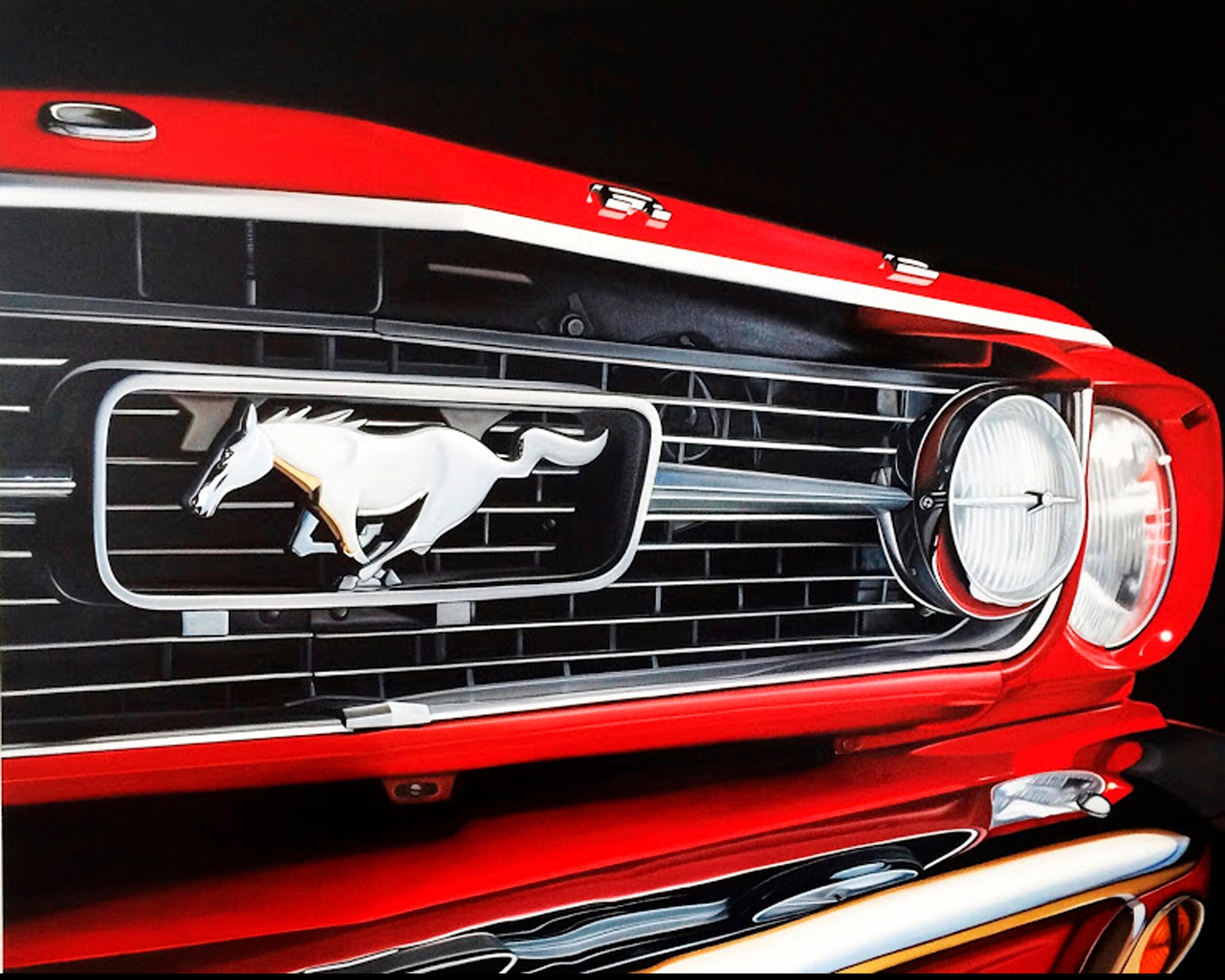 Sergio Padilla Figurative Painting - M65, 21st century, modern, hyperrealism, Mustang, Ford, convertible,