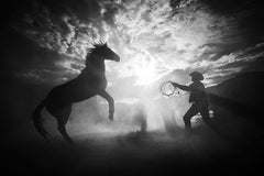 Rearing at Sunset, Black and White Photography, Marlboro Man 