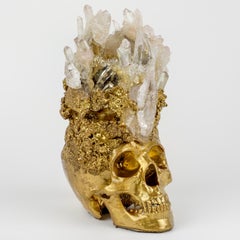 Gold Crystal Quartz Skull Sculpture, Sarah Raskey.