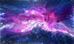 Soul Collision by Sarah Raskey. Pink and purple. Mixed media on canvas