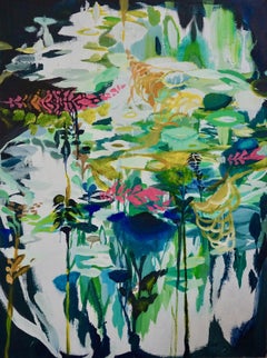 Rise Within, Sarah Raskey. Green and black multicolor. Mixed media on canvas