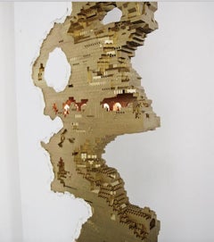 Dante Dentoni, Gold wall, 2016, Drywall and Lego