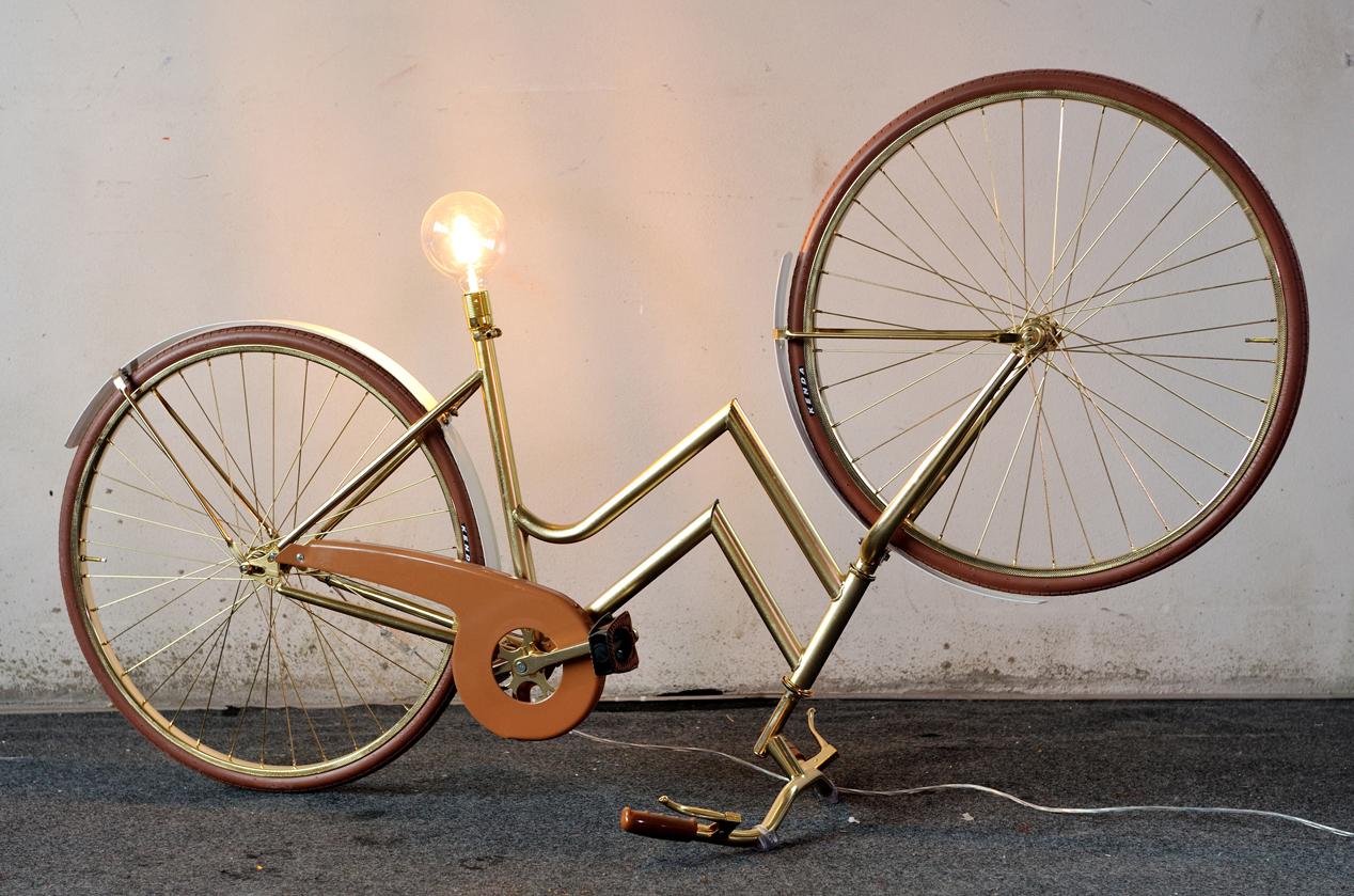 Erika Calesini, Cycle Lamp, 2018, Recycled Bicycle and Light For Sale 1