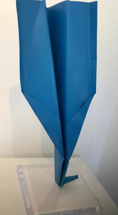 Blue and Joy, Daniele Sigalot, Paper Plane, Aluminum Spray Painted, 2014