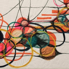 dinner is ready and i folded the laundry. Orange, black abstract textile artwork