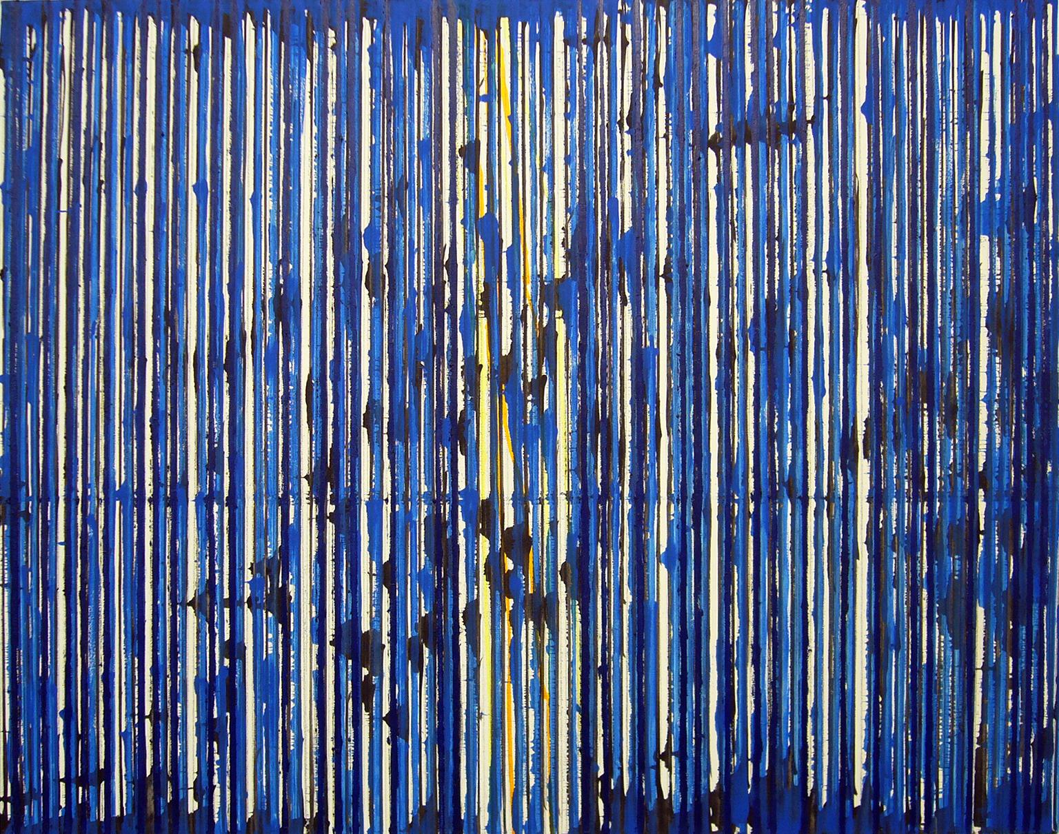 Untitled Big Stripes, 2005, mixed media on canvas, by Ann Chisholm. Blue. For Sale 1