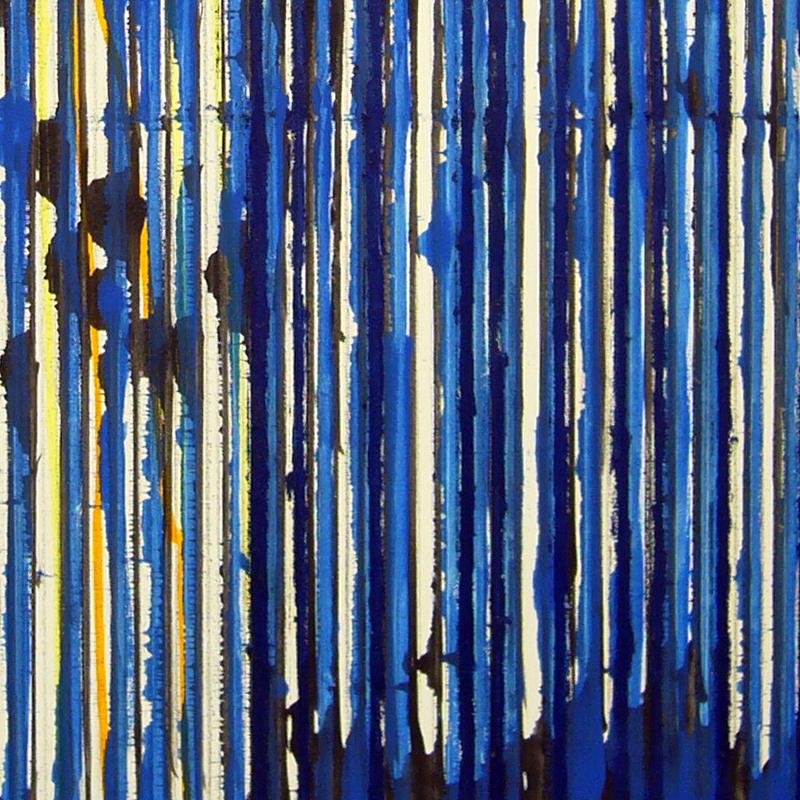 Untitled Big Stripes, 2005, mixed media on canvas, by Ann Chisholm. Blue. For Sale 3