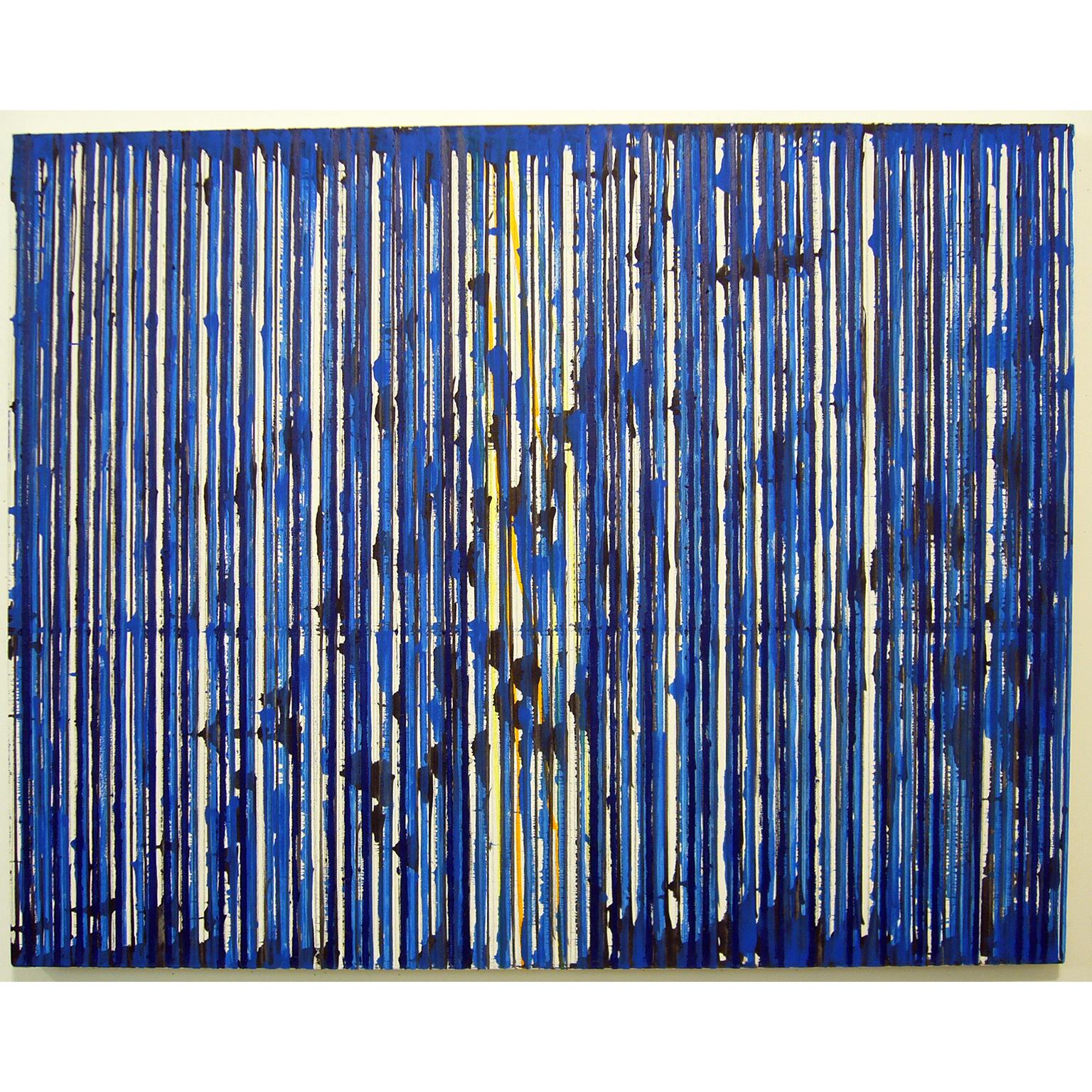 Untitled Big Stripes, 2005, mixed media on canvas, by Ann Chisholm. Blue. For Sale 2
