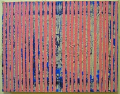 Untitled Pink Stripes, 2004, ink and acrylic on canvas, by Ann Chisholm.