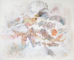 White on Scribbles 1. Abstract mixed medium drawing by architect Bang Dang, 2017