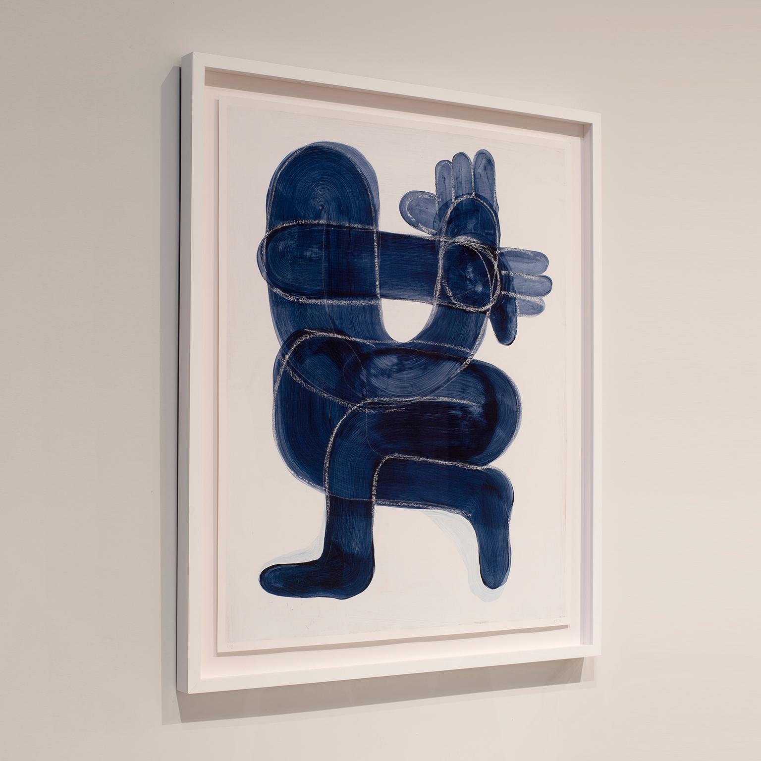 The feeling you get when you can't put your finger on something. Blue figurative - Abstract Print by Kyle Andrew Steed