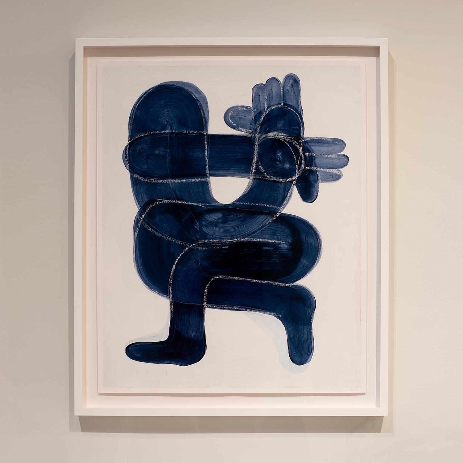 The feeling you get when you can't put your finger on something. Blue figurative - Print by Kyle Andrew Steed