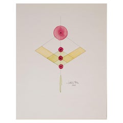 Totem 2.008 by Lori Fox. Abstract geometric yellow, red watercolour on paper