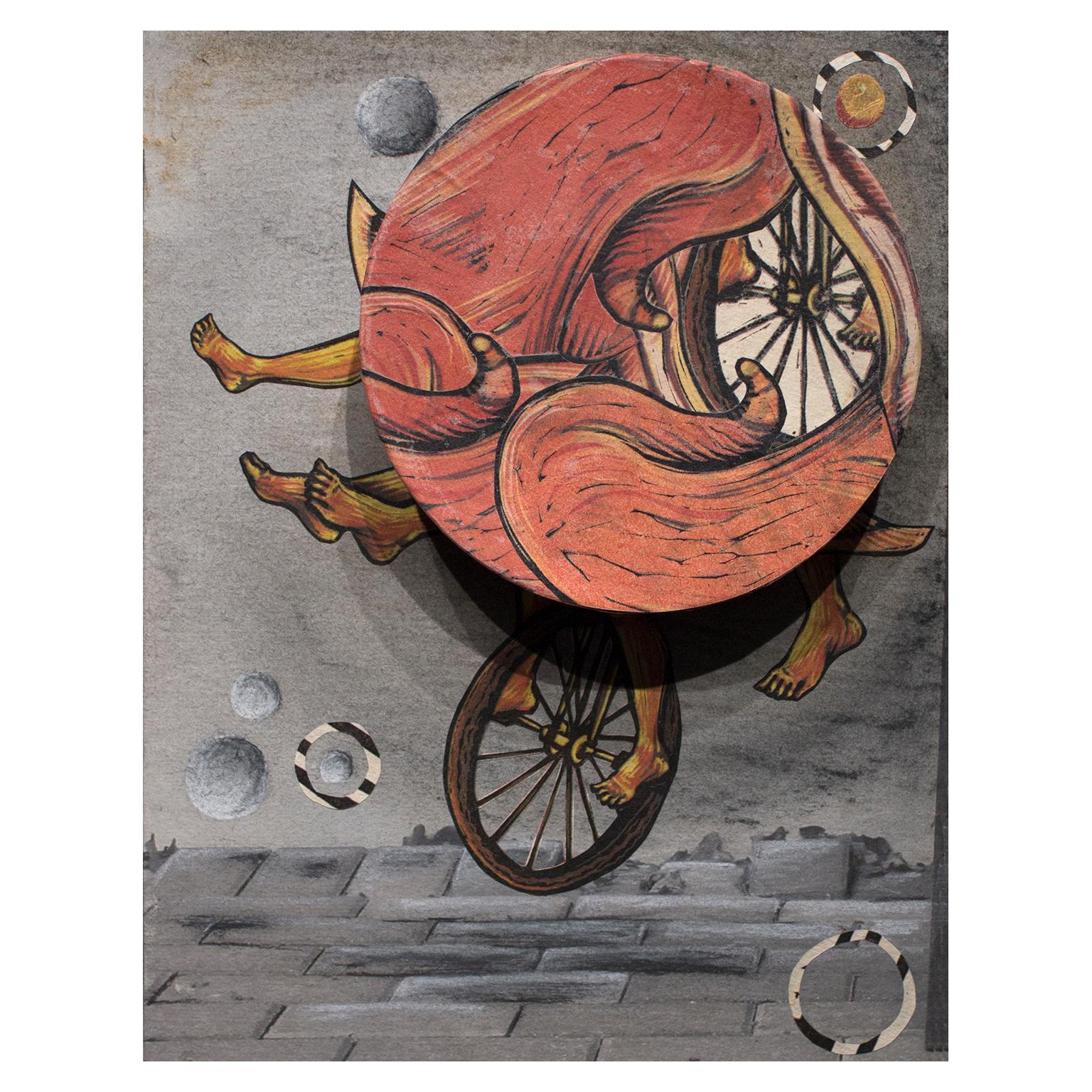 Try Not to Fall, Just Go II. Surrealism with a spinning wheel by Courtney Googe 1