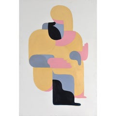 la posture à la main ouverte. Peinture abstraite figurative et gestuelle. Couleurs vives