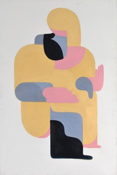 the open handed posture. Figurative gestural abstract painting. Vibrant colors