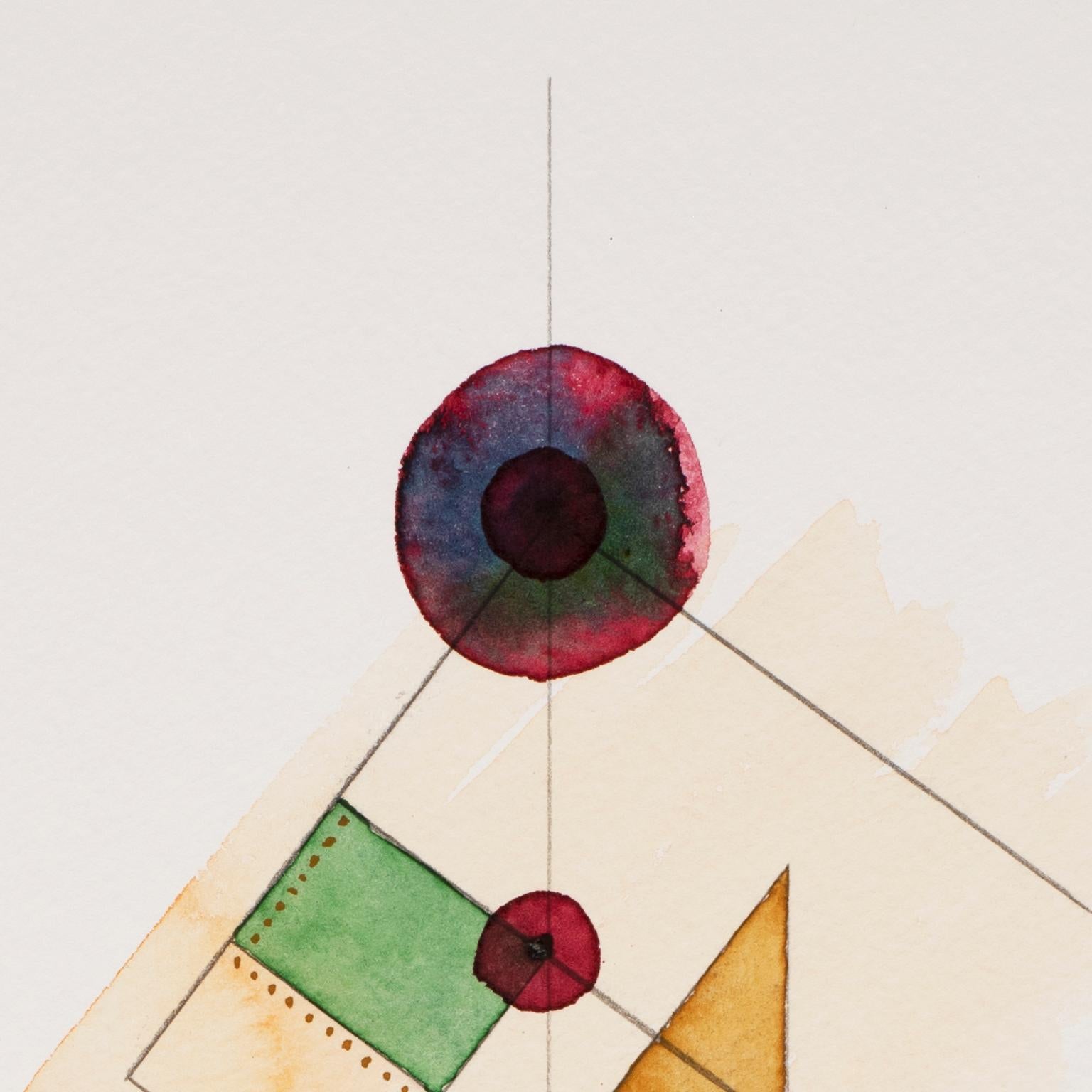 Totem 3.004. Abstract architectural forms Watercolor, pencil, oil pastel. Yellow - Abstract Geometric Art by Lori Fox