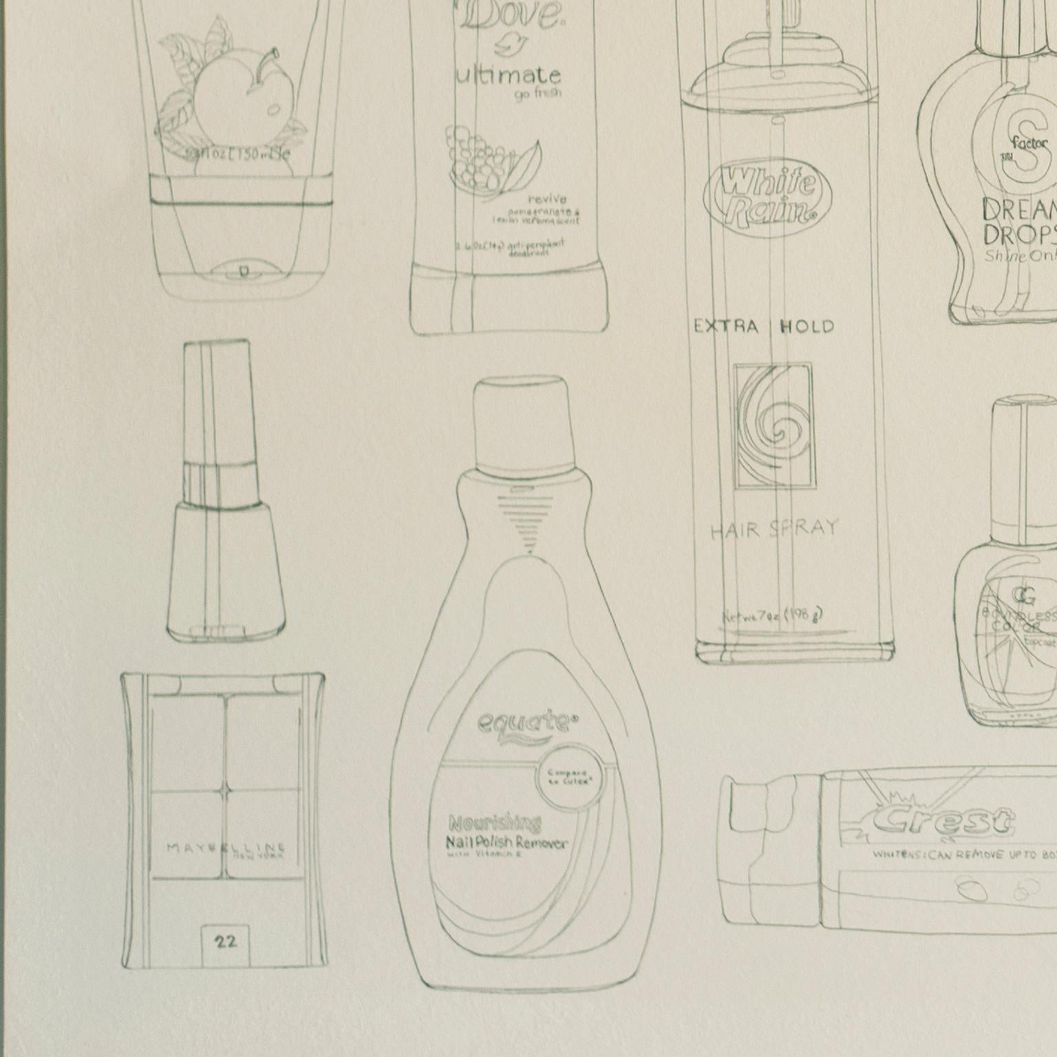 Every Beauty Product I Used Today 1 by Courtney Miles. Graphite on paper. Study For Sale 4