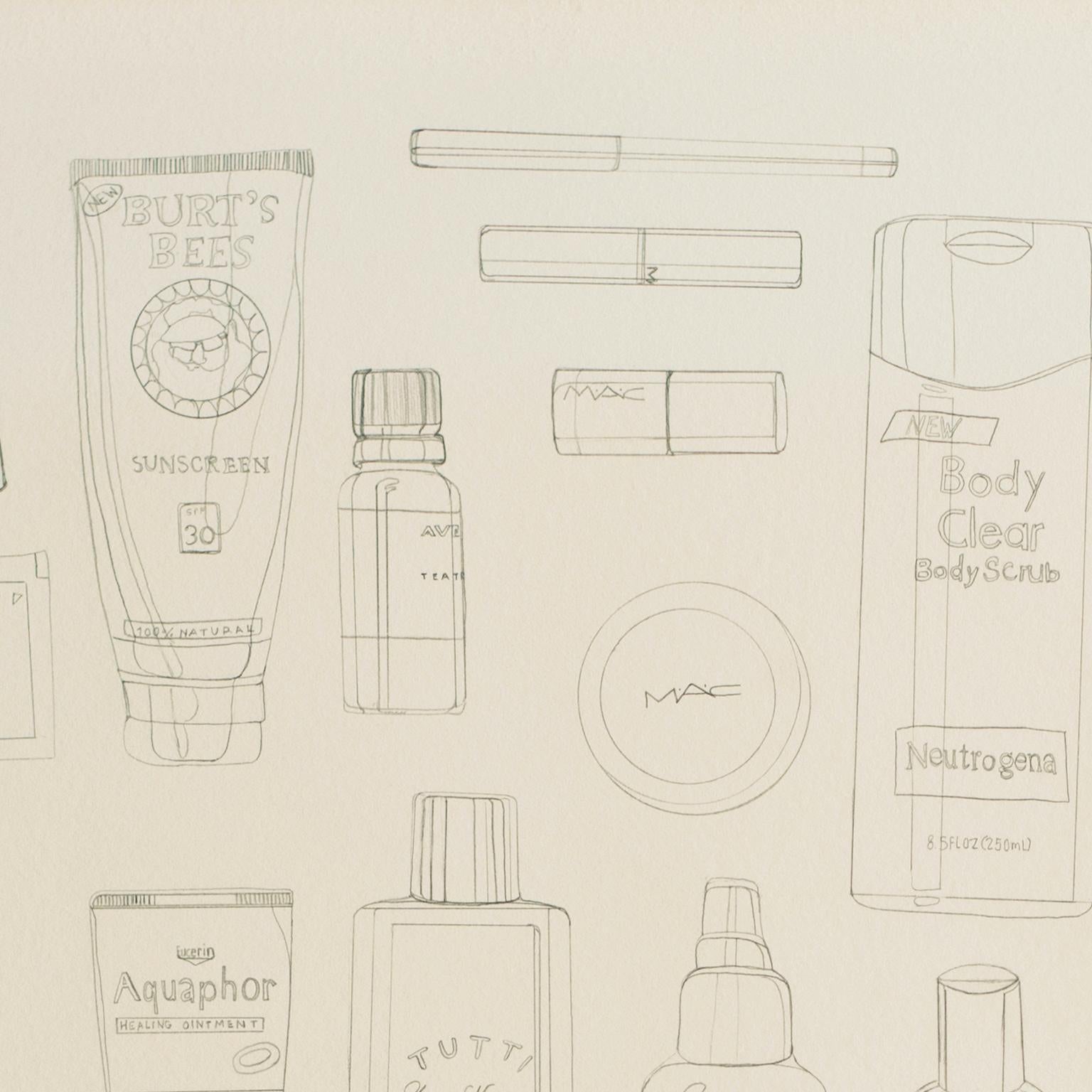 Every Beauty Product I Used Today 1 by Courtney Miles. Graphite on paper. Study For Sale 5