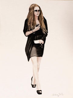 Courtney Incognito 016, Realist painting black attire on paper by Courtney Miles
