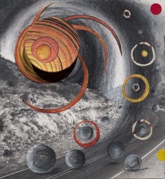 Orbiting Acceptance II by Courtney Nicole Googe. Charcoal drawing on print. 