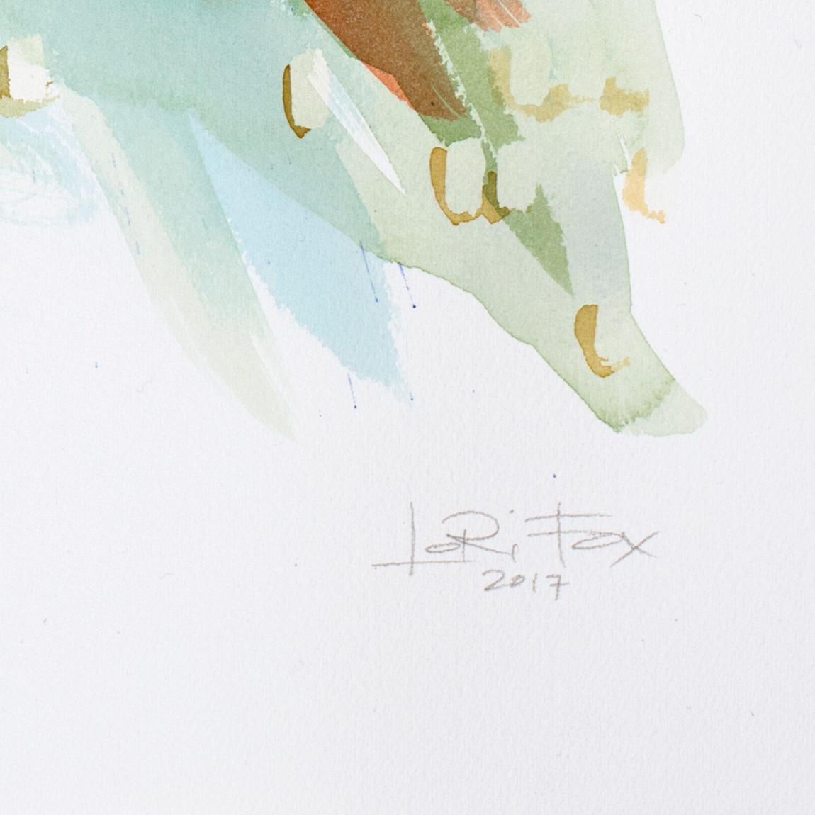 Green Flow, 2017 by Lori Fox. Abstract watercolor on paper For Sale 2