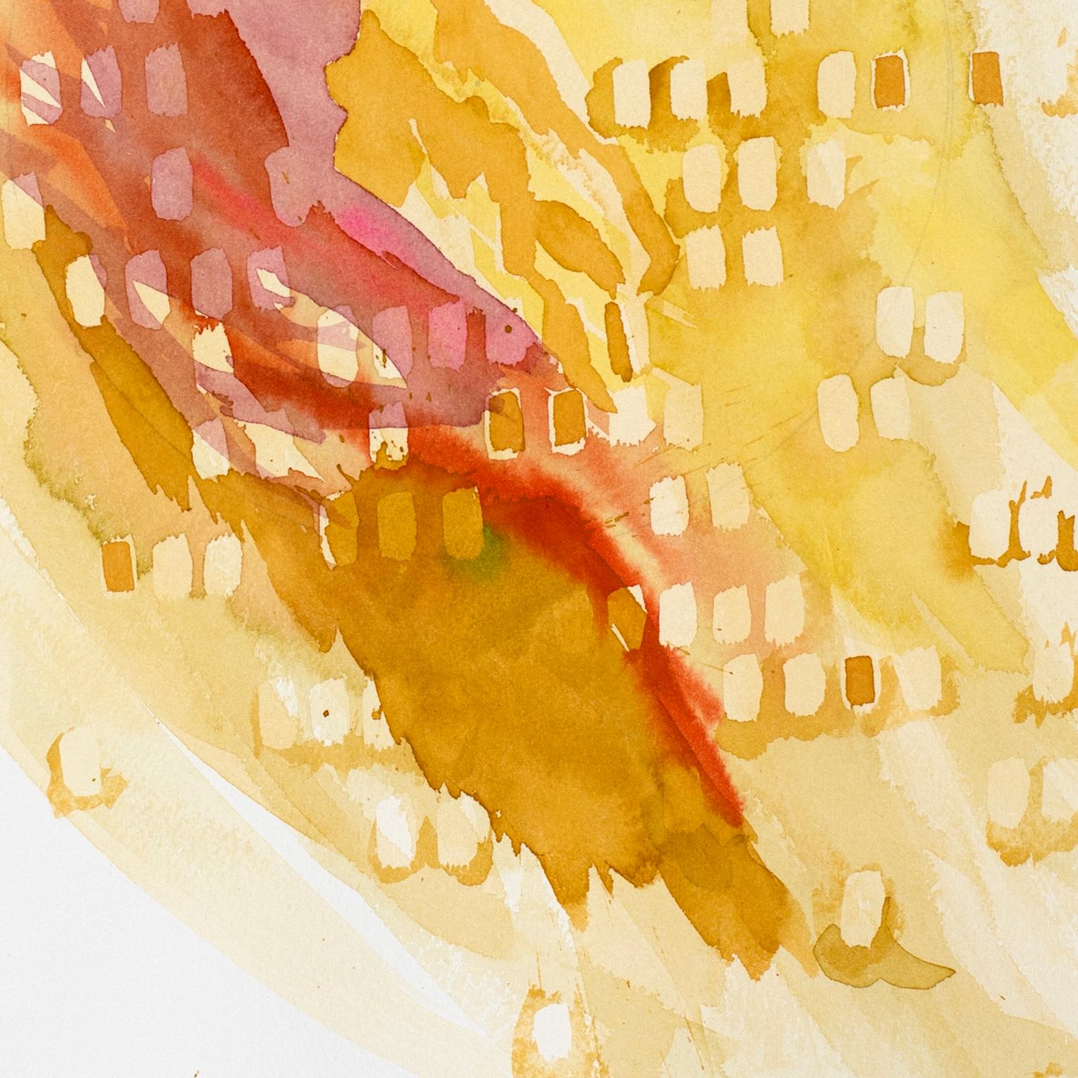 Yellow Flow by Lori Fox. Original abstract watercolor and graphite on paper For Sale 3