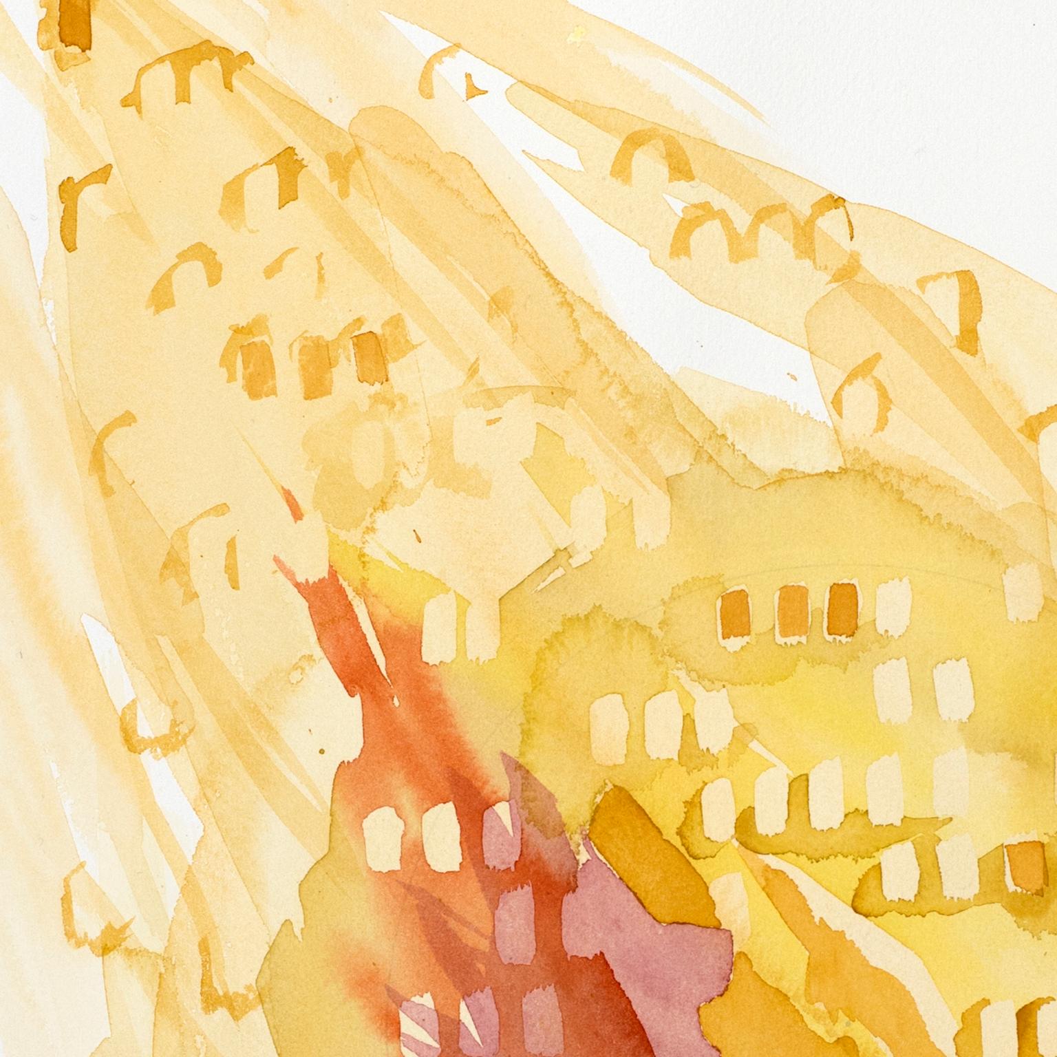 Yellow Flow by Lori Fox. Original abstract watercolor and graphite on paper For Sale 2