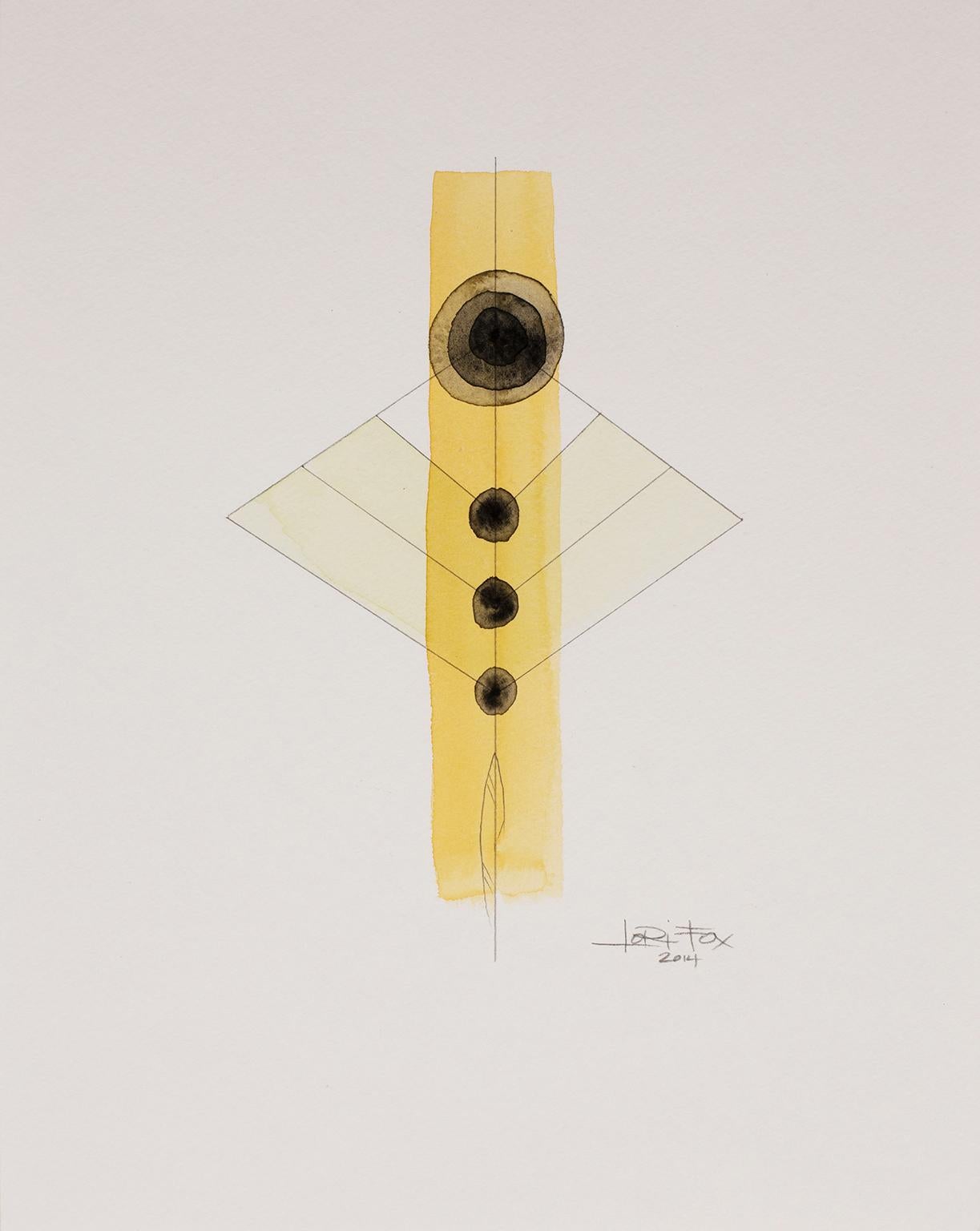 Totem 2.006. Abstract geometric forms. Pencil and watercolor. Black and yellow - Art by Lori Fox