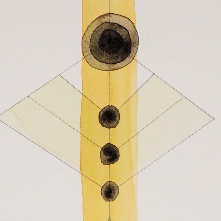 Totem 2.006. Abstract geometric forms. Pencil and watercolor. Black and yellow - Abstract Geometric Art by Lori Fox