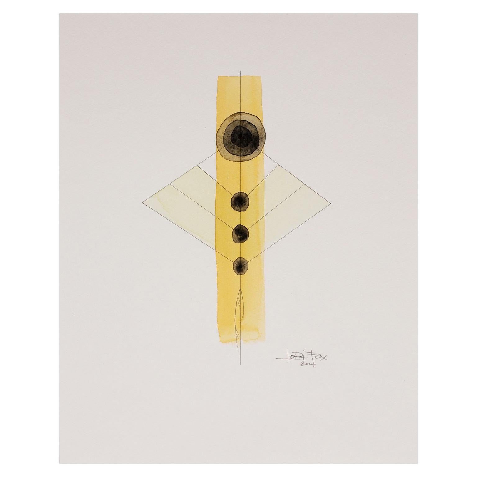 Totem 2.006. Abstract geometric forms. Pencil and watercolor. Black and yellow For Sale 1