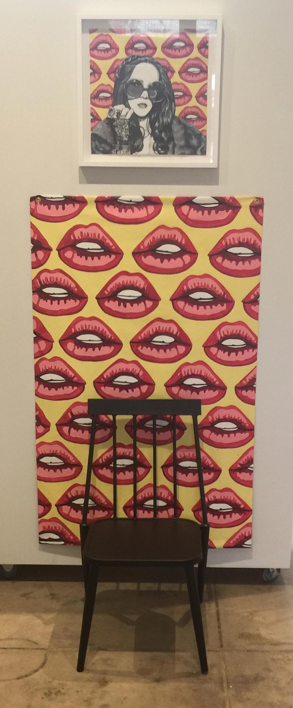#CourtneyForever - Lips by Courtney Miles
Acrylic on canvas. 
84 x 36 x 1.75 in
This work includes the selfie canvas, (which is easily hung via 2 grommets) as well as the 24 x 24 x 2" framed acrylic on canvas painting of Courtney with the same