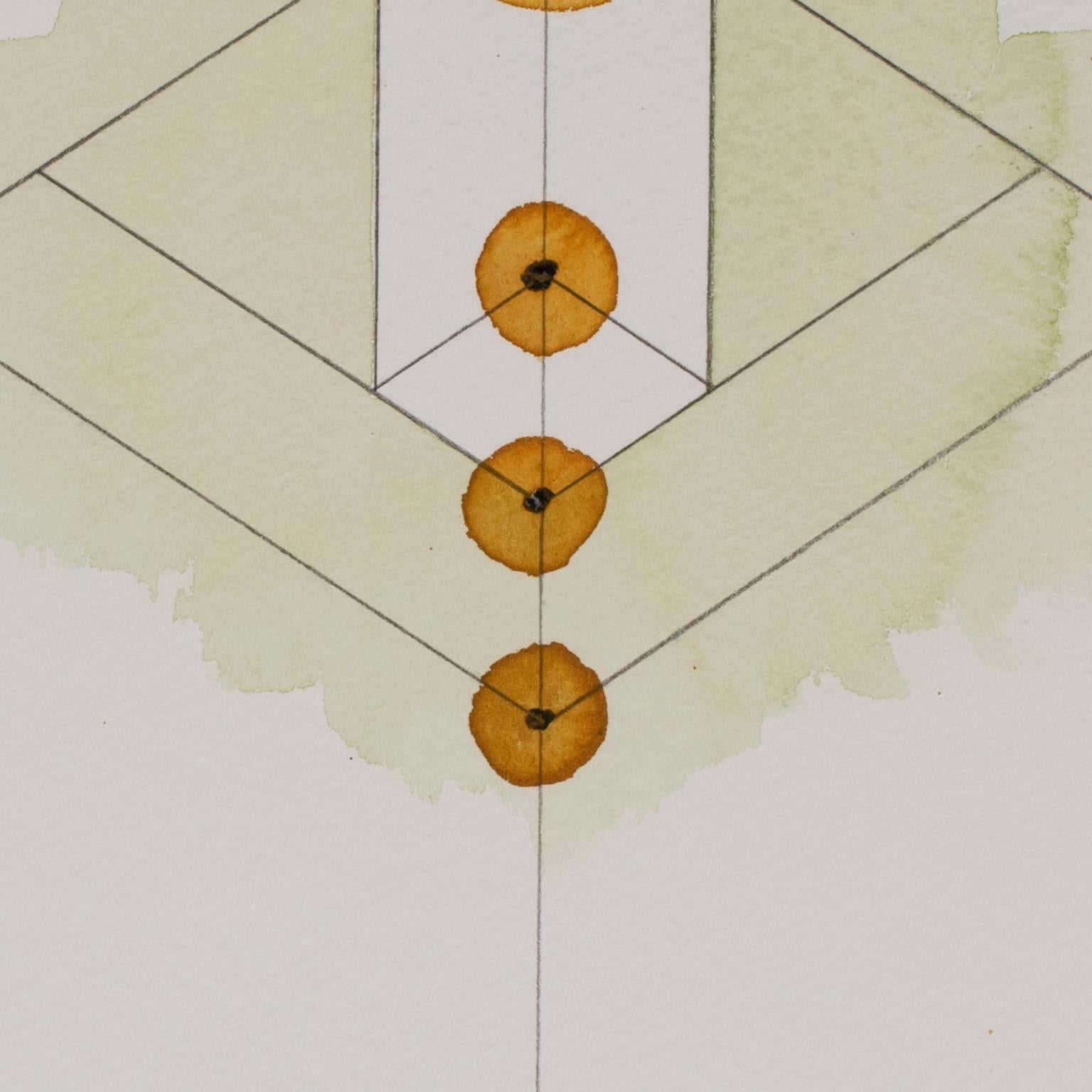 Totem 4.004 by Lori Fox. Abstract geometric. Pencil, watercolor & oil pastels For Sale 1