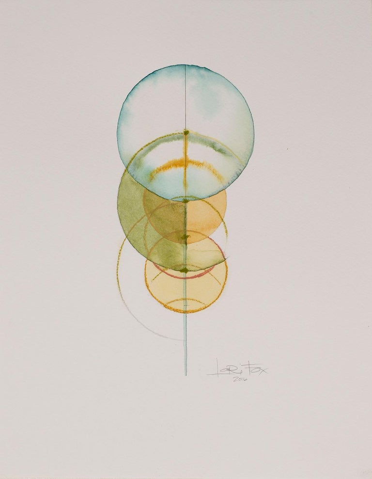Lori Fox Abstract Drawing - Totem 4.005(2). Abstract circle forms. Watercolor, pastels and pencil.