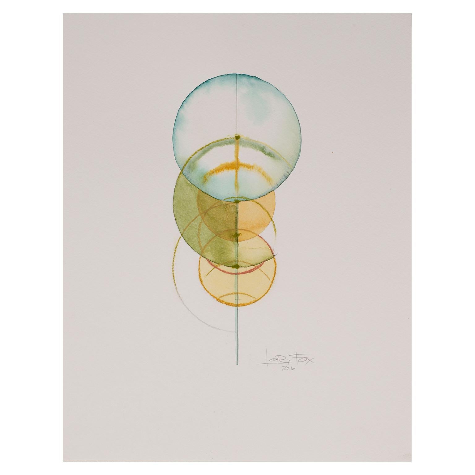 Totem 4.005(2). Abstract circle forms. Watercolor, pastels and pencil. - Art by Lori Fox